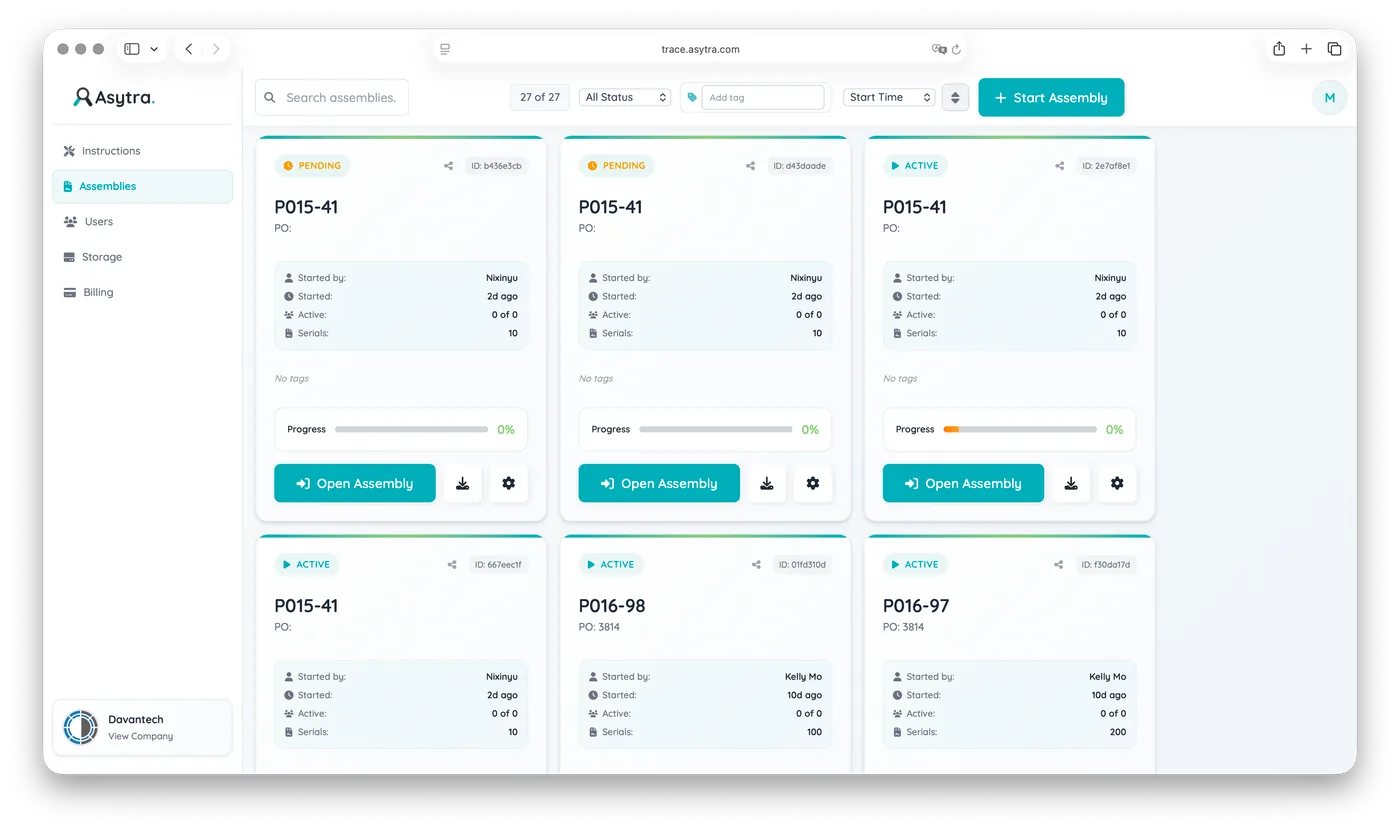 Asytra Trace | Digital Assembly Instructions with Traceability